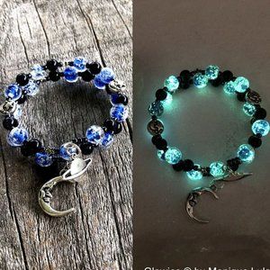 Moon & Stars Galaxy Glow Glass Bracelet